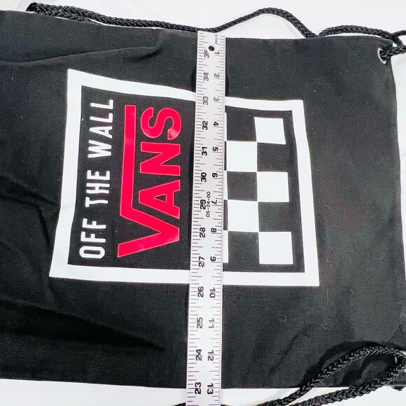 Vans Bench Bag Backpack Black Red White Classic Logo Cotton Drawstrings Closure - Picture 5 of 7